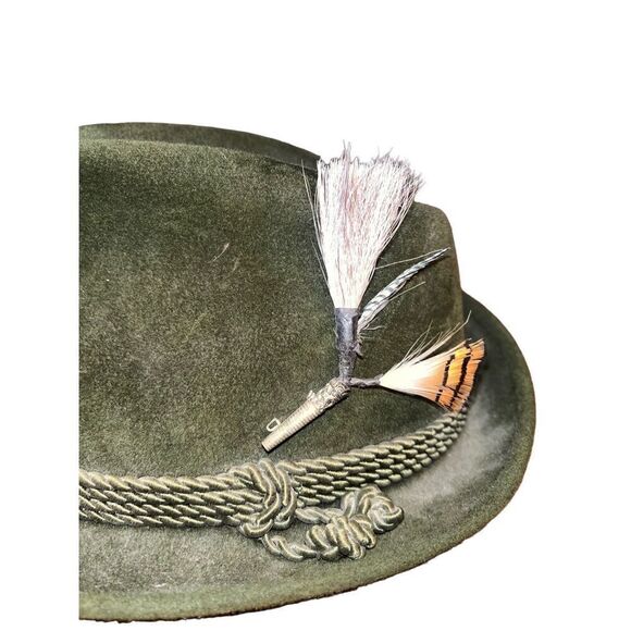 A. Breiter Monchen Fedora Green Feather German Hat Velour Octoberfest Hausmarke - Picture 2 of 6